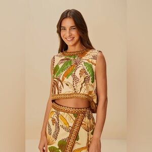 FARM RIO Sand Foliage Sketch Lenzing™ Ecovero™ Euroflax™ Blouse